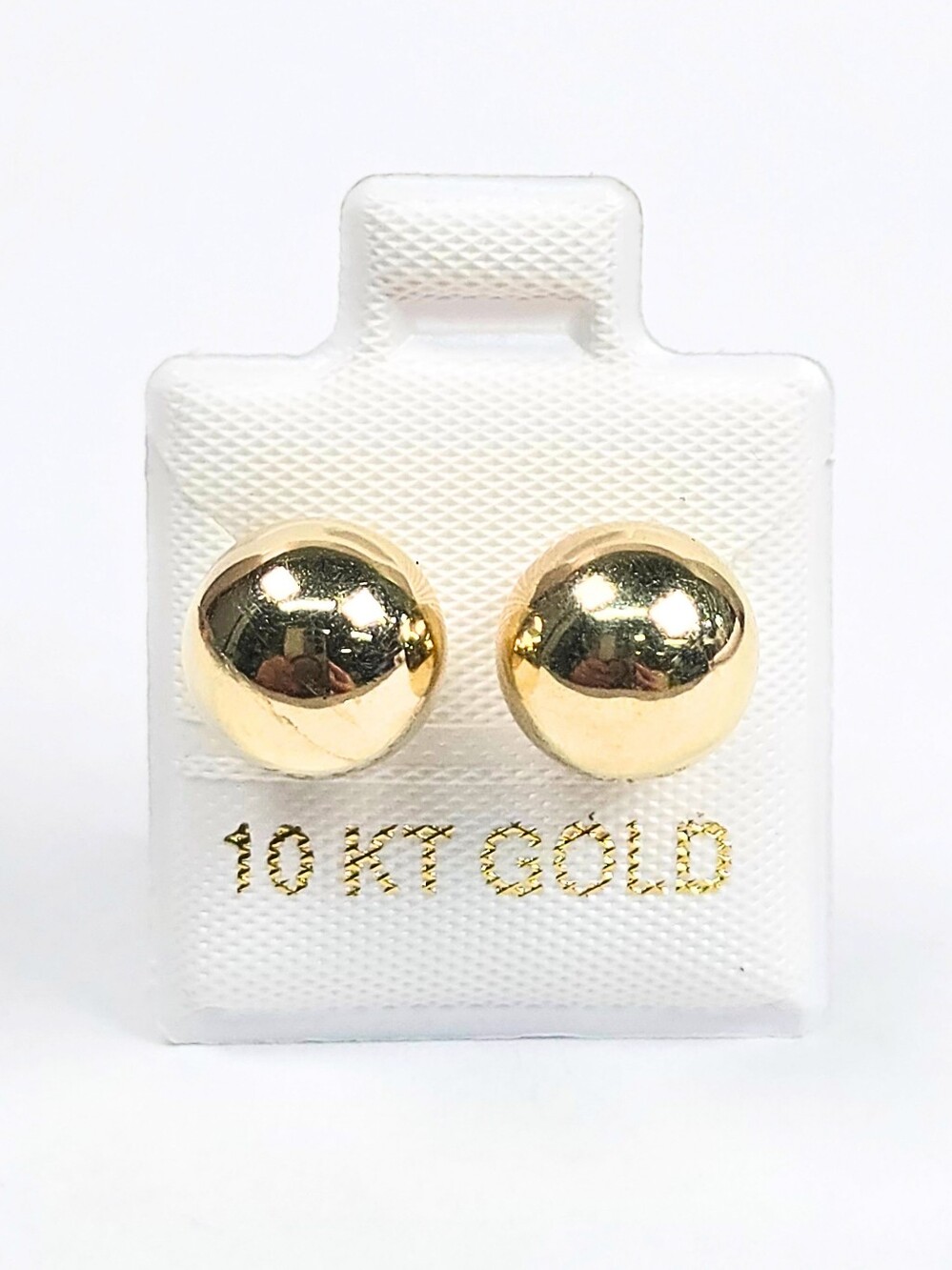 Large Polished Ball Stud Earrings 10K Solid Gold - 9mm